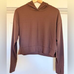 Women's Brown Cropped Hoodie Top